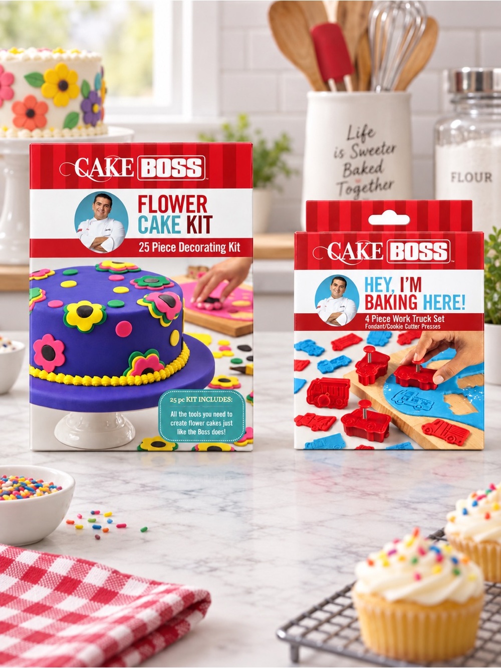 Cake Boss Flower Cake Kit + Work Truck Cutter Set Bundle.NWT